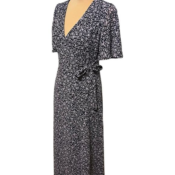 Vila Floral Wrap Maxi Dress EU 36 US 4 Boho Flowy Cottagecore Summer Feminine - Picture 6 of 15